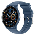 Smartwatch with a blue strap on a white background