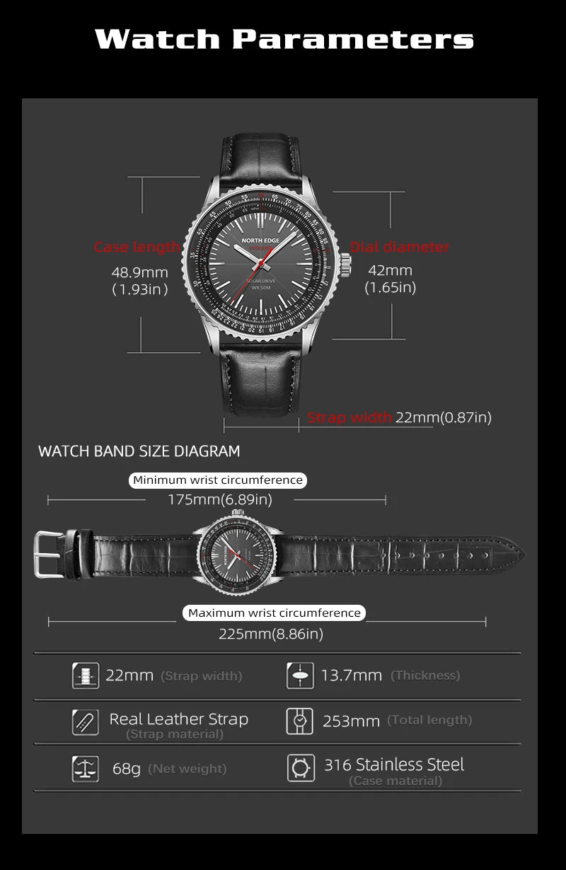 NORTH EDGE EVOQUE 3 Solar-Powered Pilot Watch